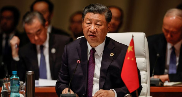 President of China Xi Jinping attends the plenary session during the 2023 BRICS Summit at the Sandton Convention Centre in Johannesburg, South Africa on August 23, 2023. GIANLUIGI GUERCIA/Pool via REUTERS/File Photo