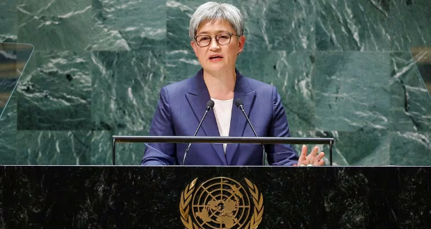 Australia's Foreign Minister Penny Wong addresses the 78th Session of the U.N. General Assembly in New York City, U.S., September 22, 2023. REUTERS/Eduardo Munoz/File Photo