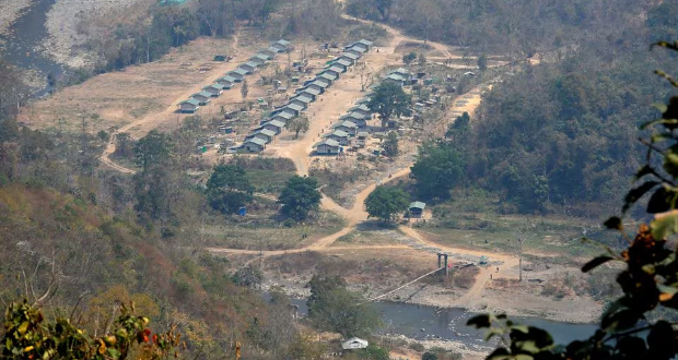 A general view of a camp of the Myanmar ethnic rebel group Chin National Front is seen on the Myanmar side of the India-Myanmar border close to the Indian village of Farkawn in the northeastern state of Mizoram, India, March 13, 2021. Picture taken March 13, 2021. REUTERS/Rupak De Chowdhuri/File Photo