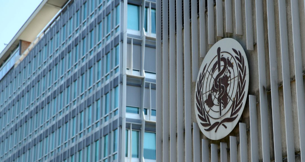 A logo is pictured on the headquarters of the World Health Orgnaization (WHO) in Geneva, Switzerland, June 25, 2020. REUTERS/Denis Balibouse