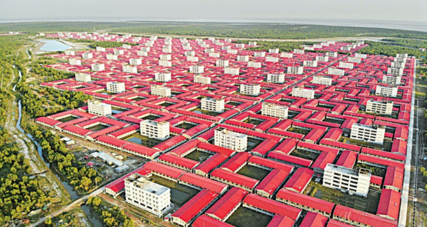 This file photo showing the aerial view of Bhasan Char shows a portion of the housing facilities that has been built on the island to relocate the Rohingyas from Cox’s Bazar. Photo: Star/File