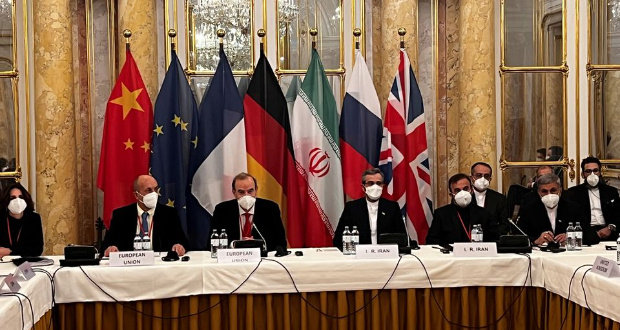 Deputy Secretary General of the European External Action Service (EEAS) Enrique Mora and Iran's chief nuclear negotiator Ali Bagheri Kani wait for the start of a meeting of the JCPOA Joint Commission in Vienna, Austria December 3, 2021. EU Delegation in Vienna/Handout via REUTERS