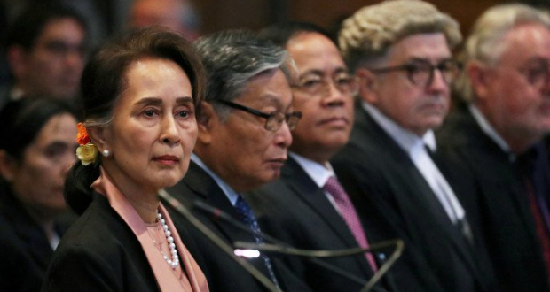 Myanmar's leader Aung San Suu Kyi attends a hearing in a case filed by Gambia against Myanmar alleging genocide against the minority Muslim Rohingya population, at the International Court of Justice (ICJ) in The Hague, Netherlands December 10, 2019. Photo :Reuters